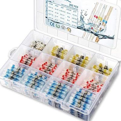 300PCS焊接密封线连接器套件热缩对接连接器防水绝缘电线端子