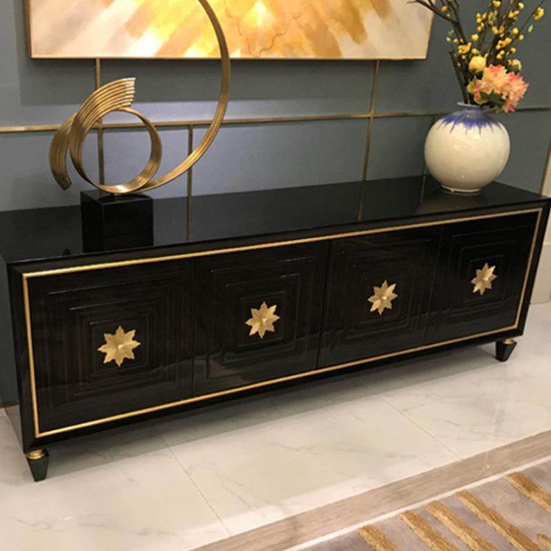 新古典实木电视柜美式轻奢对开门地柜视听柜子组合别墅样板间家具