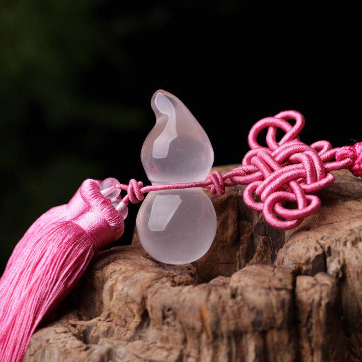 天然粉水晶葫芦车挂六合葫芦汽车挂饰车内装饰品