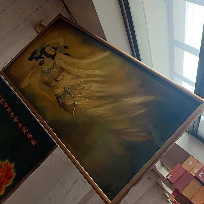 手工彩绘人物漆画挂屏传统漆器贴金彩绘古风漆艺玄关装饰画挂板画