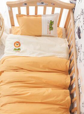 幼教机构纯棉被子幼儿园棉被三件套卡通狮子拼接黄色被子六件套