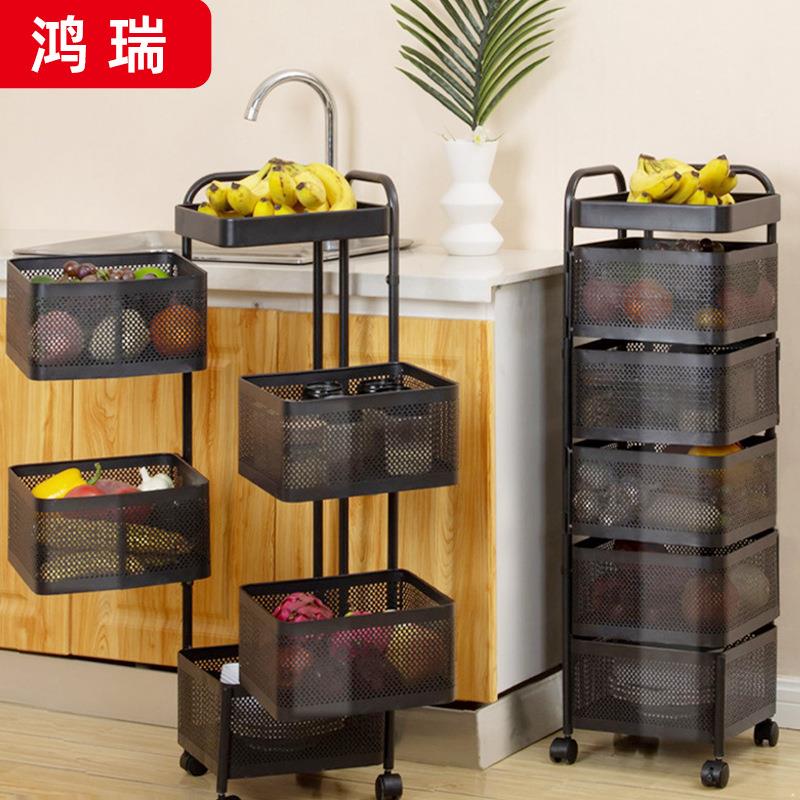 方框置物架厨房旋转多层果蔬收纳篮储物架家用客厅收纳架省空间图片
