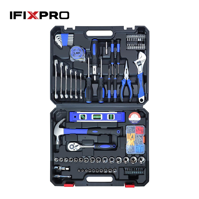 146件工具套件通用家用手动工具套件塑料箱多功能五金工具套装