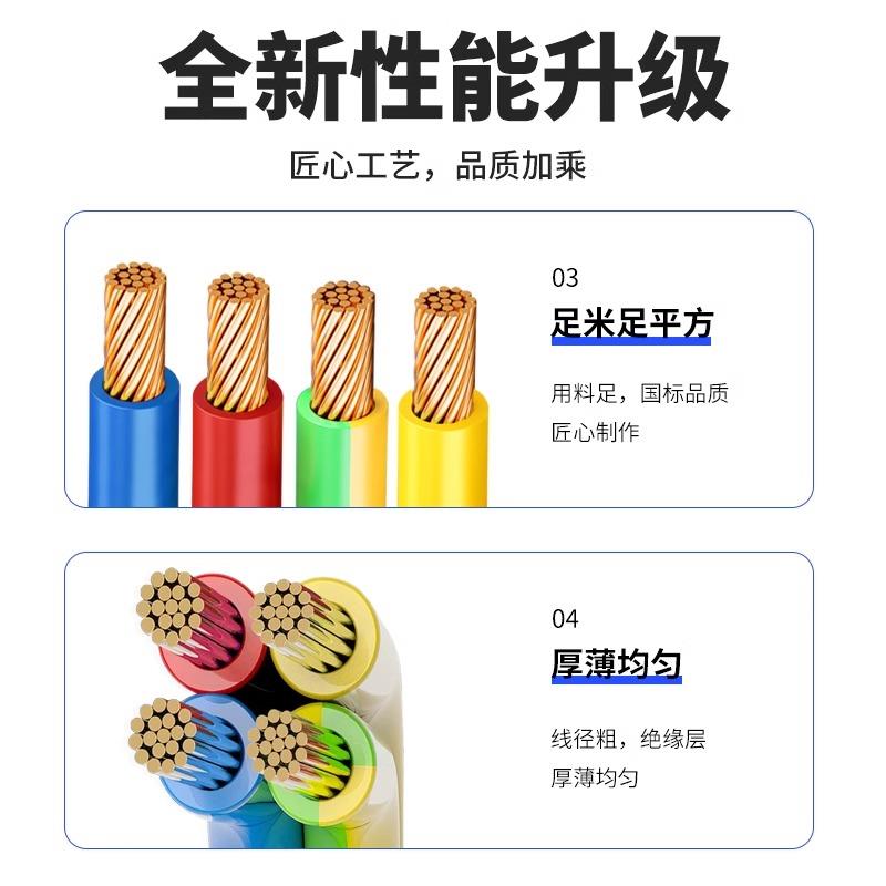 bvr纯铜多股软线bv1/1.5/2.5/4/6平电线双色阻燃家用地线多芯电缆