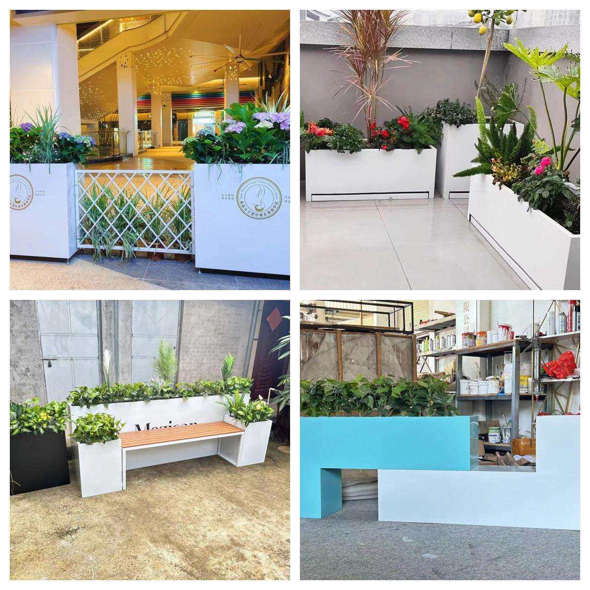 户外移动不锈钢花箱太阳能发光灯箱庭院商业街防护栏市政隔断花盆