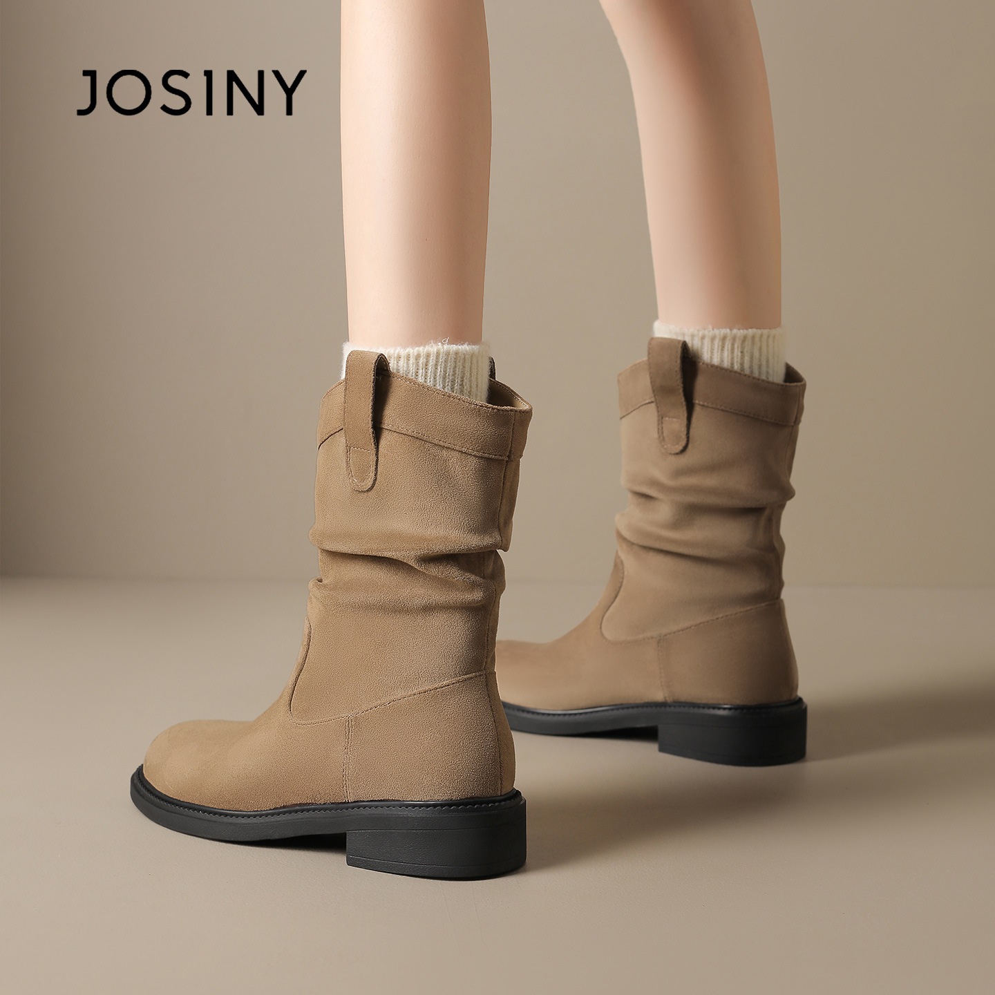 卓诗尼增高时装靴小个子中筒靴