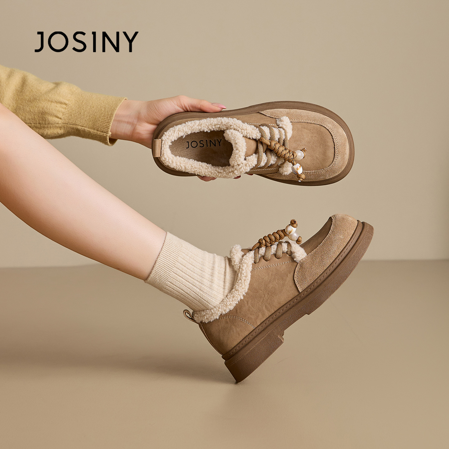 卓诗尼厚底雪地靴2025新款冬季勃肯毛毛鞋加绒二棉鞋东北保暖棉鞋