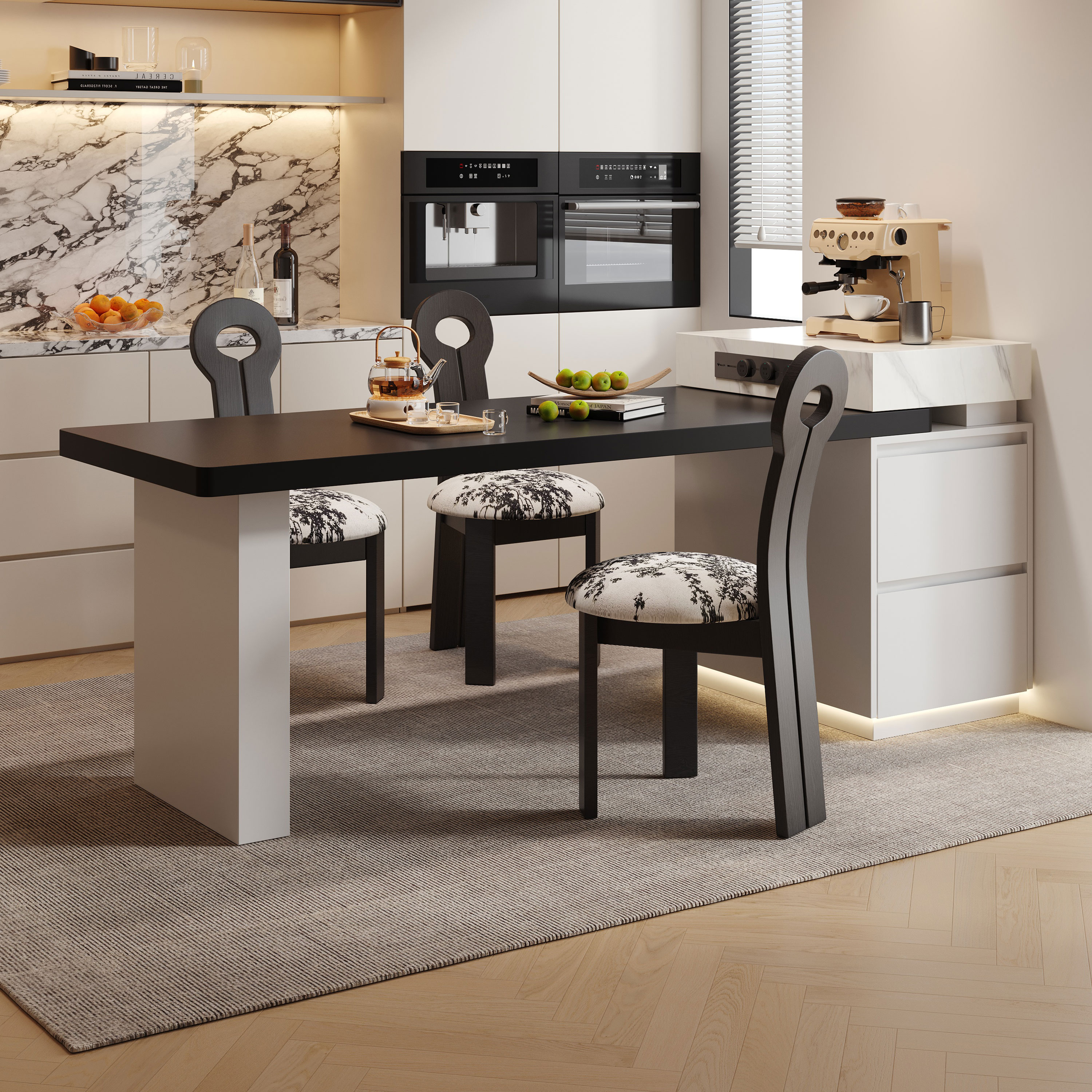 岩板岛台餐桌一体家用伸缩意式极简小户型开放厨房轻奢靠墙中导台