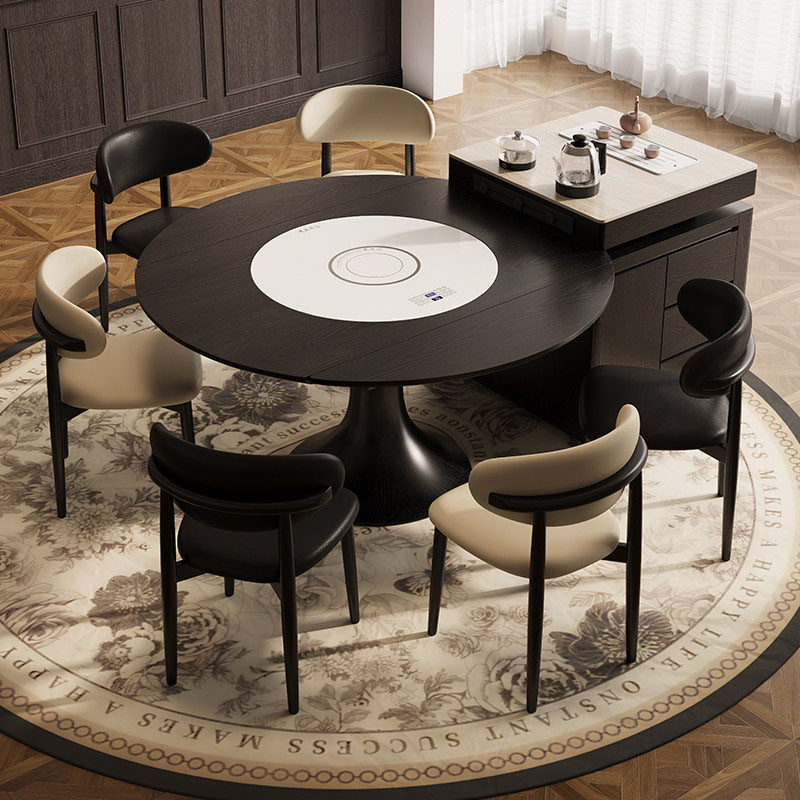 实木岛台餐桌一体伸缩多功能带电磁炉暖菜板转盘小户型餐桌椅组合,住宅家具,岩板餐桌,淘宝优惠券,粉丝福利购,淘宝优惠卷