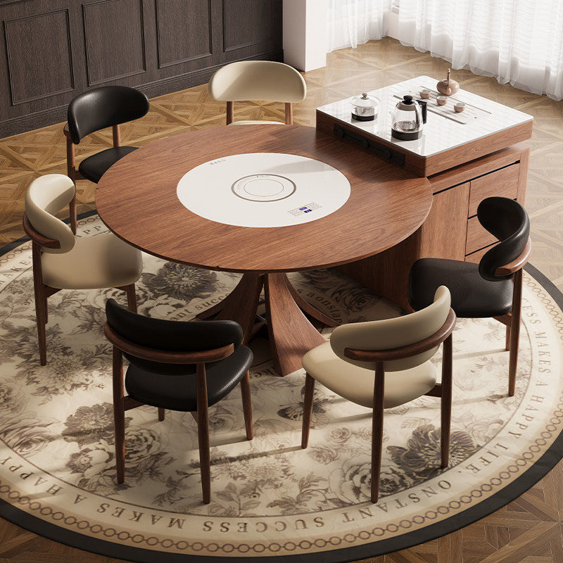 伸缩岛台餐桌一体多功能内嵌电磁炉转盘可方圆吃饭桌子现代中式风,住宅家具,岩板餐桌,淘宝优惠券,粉丝福利购,淘宝优惠卷