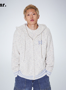 MLMR秋冬季新款时尚刺绣提花宽松休闲连帽针织衫开衫男女同款