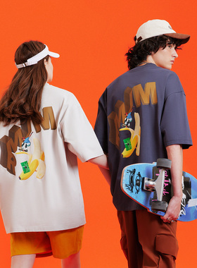 MLMR情侣装夏装新款美式休闲潮流宽松圆领男士短袖t恤半袖上衣