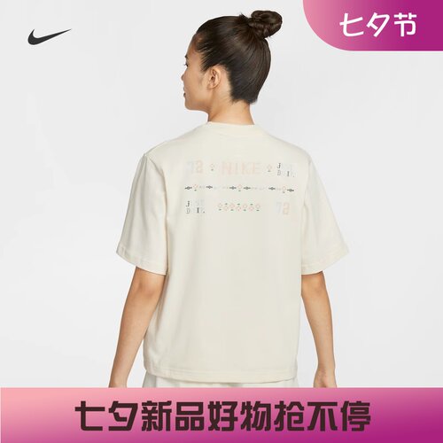 耐克女子宽松纯棉印花短袖T恤
