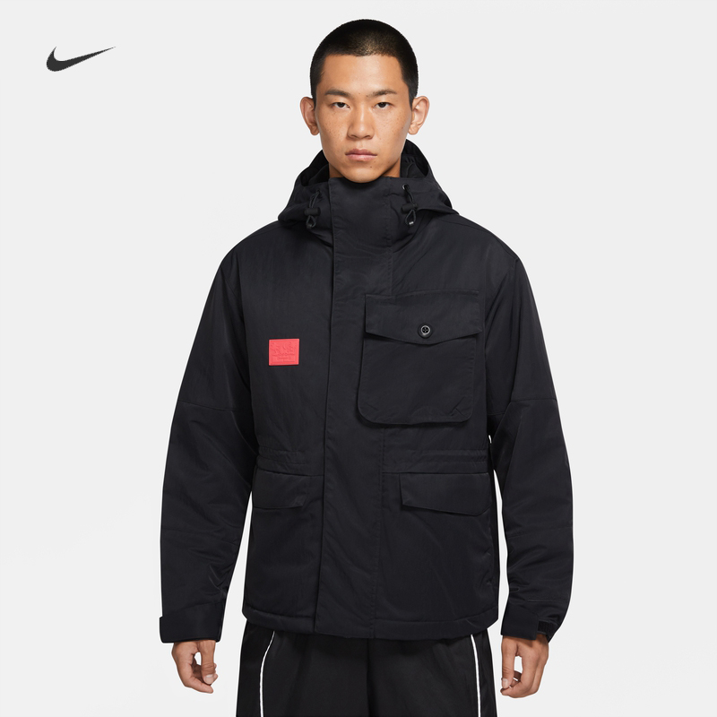 耐克男子运动休闲拒水连帽棉服