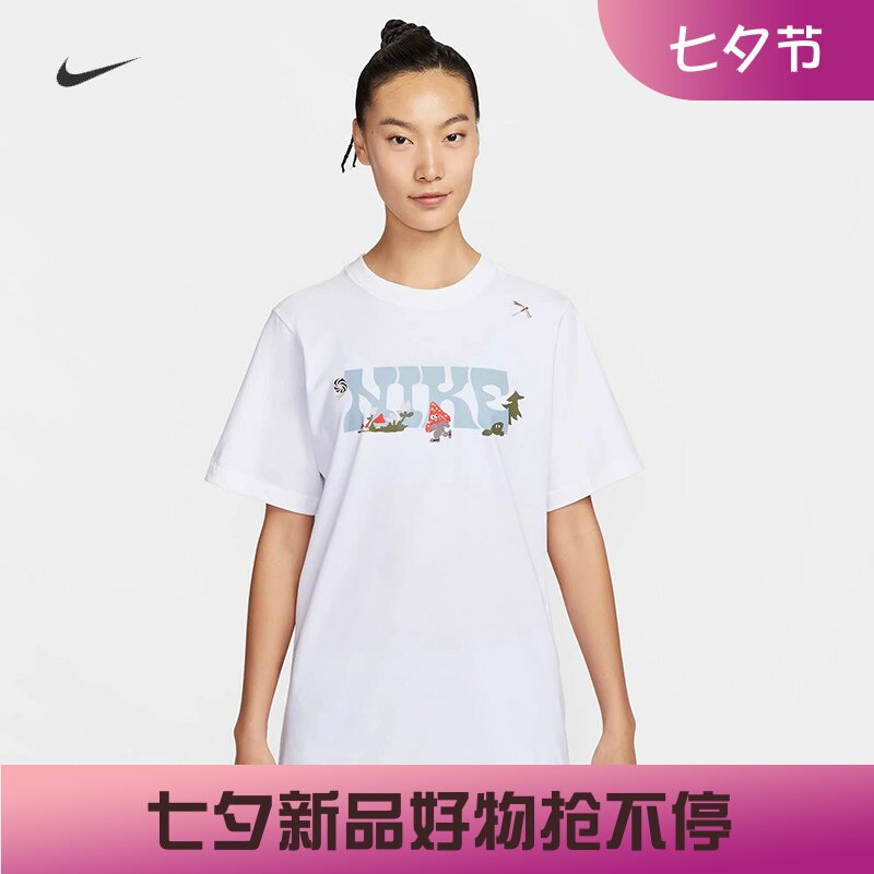 耐克女子刺绣蜻蜓印花短袖T恤