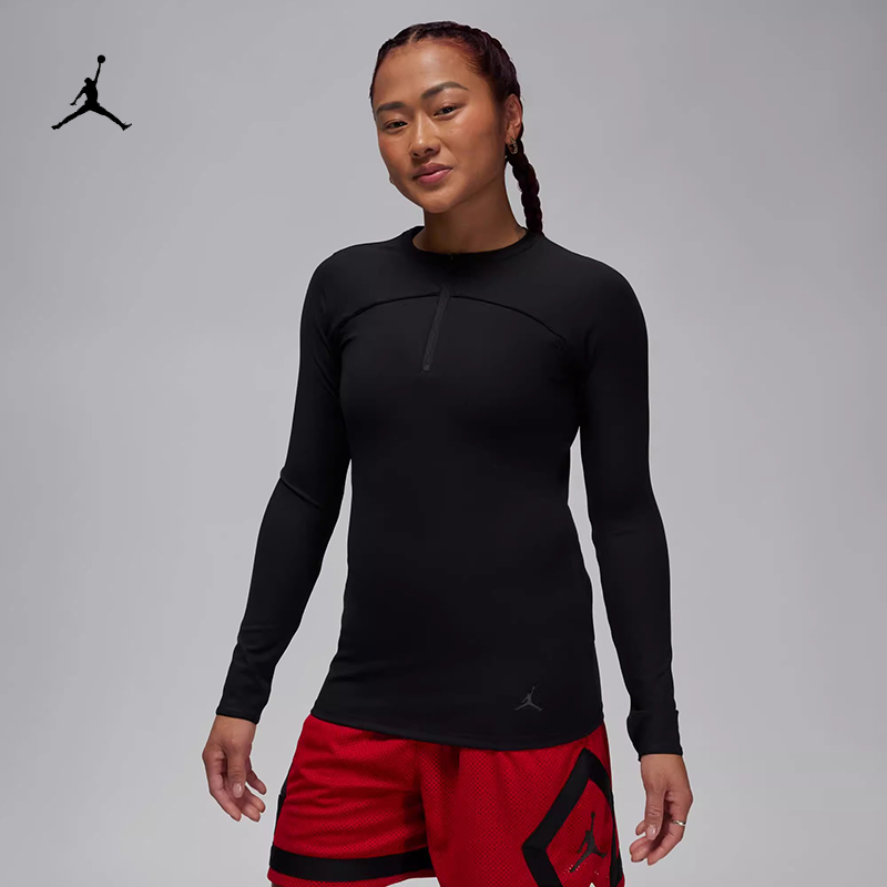 耐克/NIKE女子运动训练休闲后背镂空半拉链长袖T恤FN5114-010-209