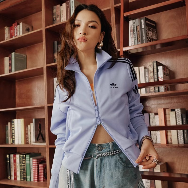 阿迪达斯女子经典复古立领夹克