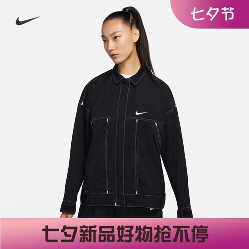 耐克女子运动休闲工装翻领外套