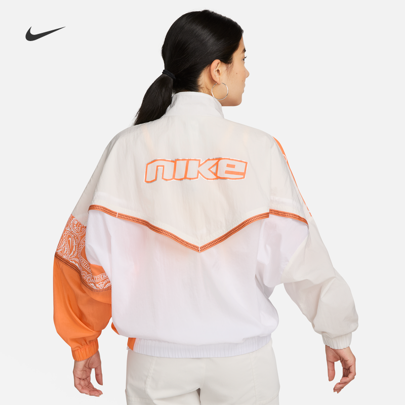耐克女子宽松休闲腰果花防风外套