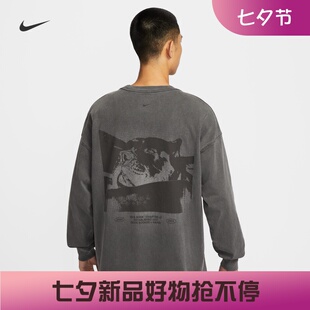 耐克/NIKE男子运动宽松休闲德文布克印花篮球长袖T恤IH5086-010