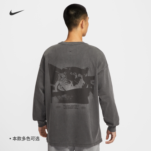 耐克/NIKE男子运动宽松休闲德文布克印花篮球长袖T恤IH5086-010