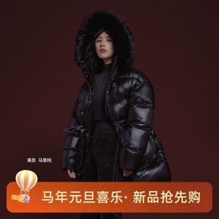 阿迪达斯三叶草女子运动宽松休闲防风保暖毛领羽绒服外套IR7116