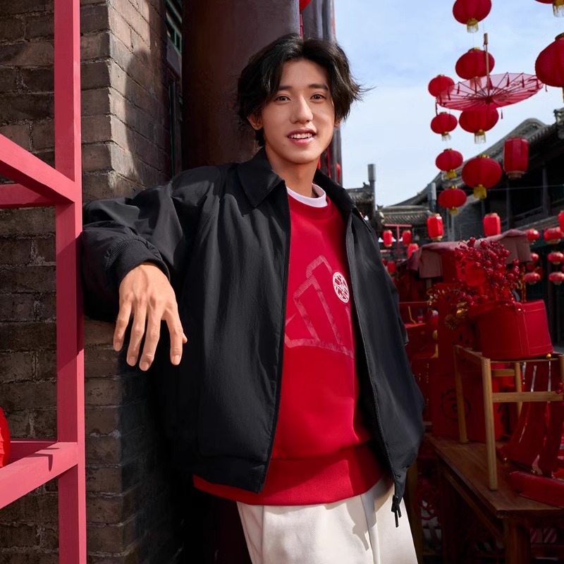 阿迪达斯男子蛇年加绒翻领夹克