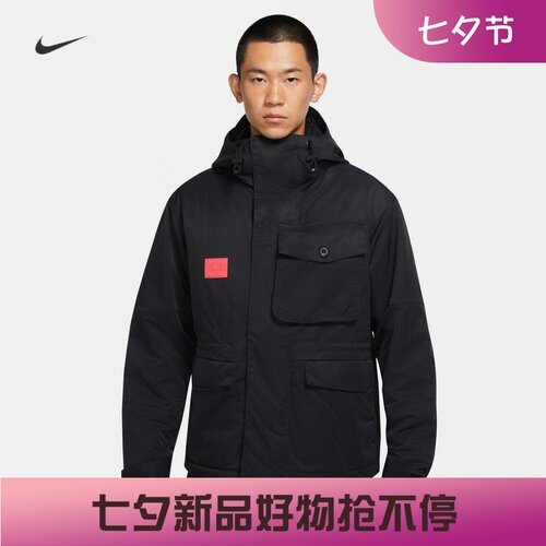 耐克男子运动休闲拒水连帽棉服