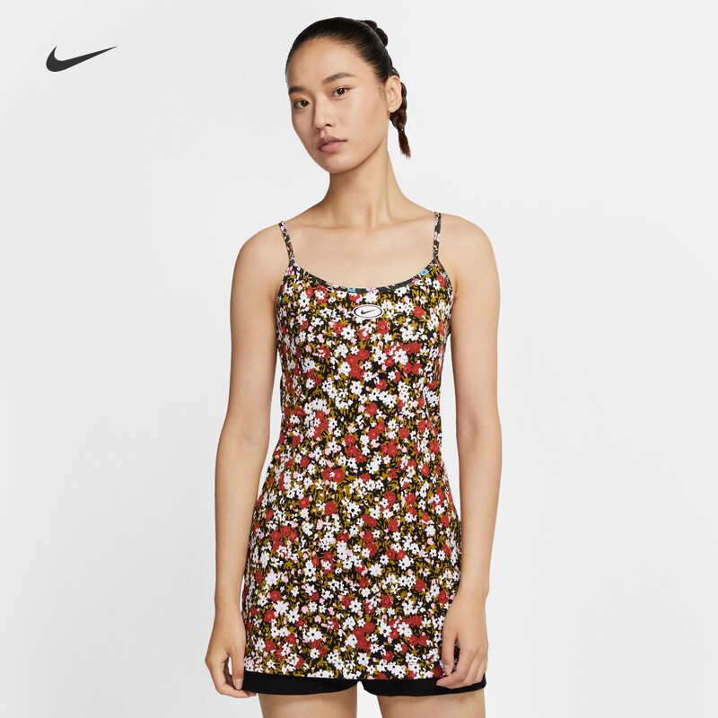 耐克/NIKE NSW女子运动休闲透气小碎花轻薄吊带连衣裙CU5372-895