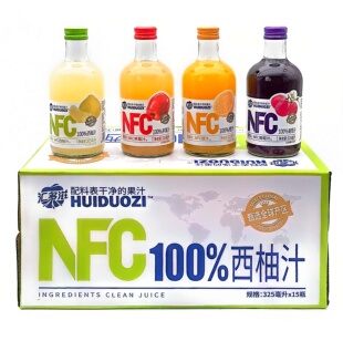 汇多滋NFC果汁饮料325ml瓶装西柚汁葡萄汁苹果汁橙汁玻璃瓶整箱