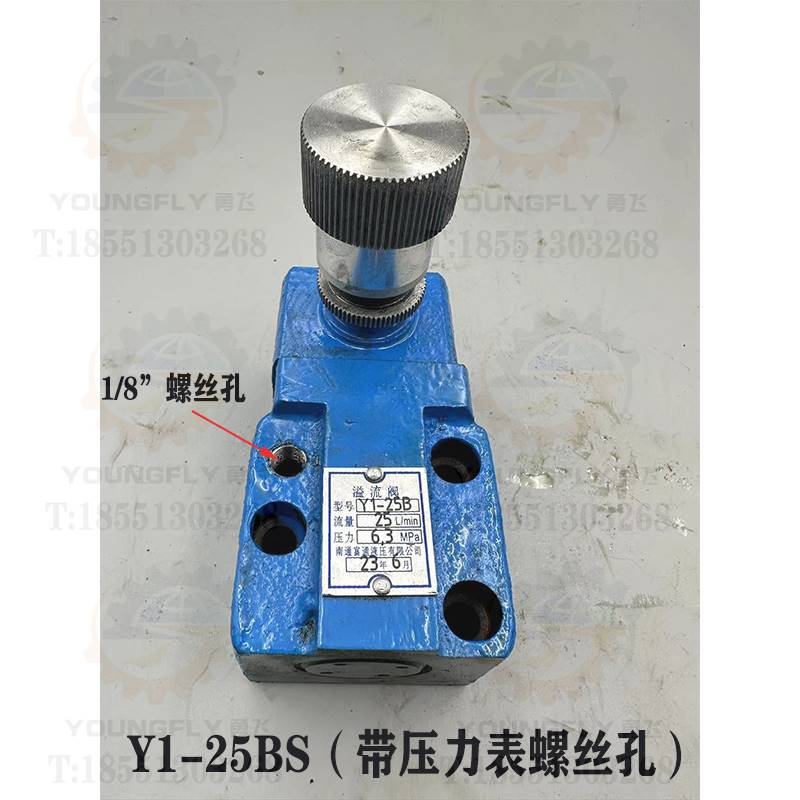 南通通富液压Y-25-B Y125B溢流阀立车用带压力表接口螺纹