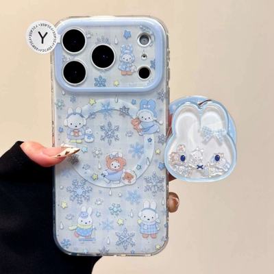 浅蓝雪花米菲兔磁吸支架适用OPPO A6/5/Reno15/14/13/12F/K15手机壳FindX9Pro新款X8S+X7ultra/X6可爱A3X/A96