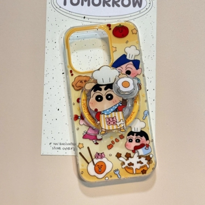 卡通可爱蜡笔小新厨师磁吸支架适用vivo S20/X200/X90s/X100PRO手机壳y200创意S19/y36T/Y78软Y76S/X80/S16E