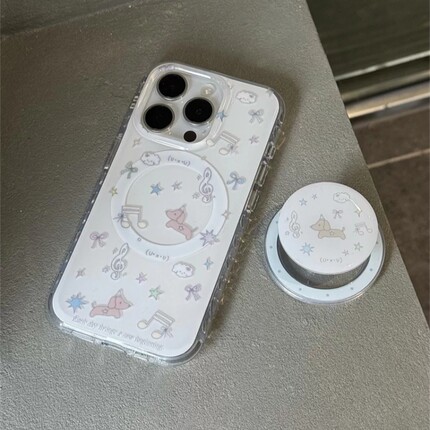 小众音符旋律小狗磁吸支架适用OPPO A6i/5/Reno15C/14/13手机壳findX9Pro女X7ultra新款A3X保护套X8S+A58/A96