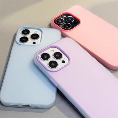 ins二合一糖果色磨砂适用苹果14手机壳简约iPhone15promax创意马卡龙网红13防摔12硅胶11撞色pro少女春夏plus