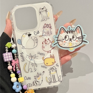 S22链条21 A72 磁吸壳猫咪摇摇乐支架适用三星S25ultra S26手机壳S23PLUS A55 A56保护套A53 S24 20fe新款