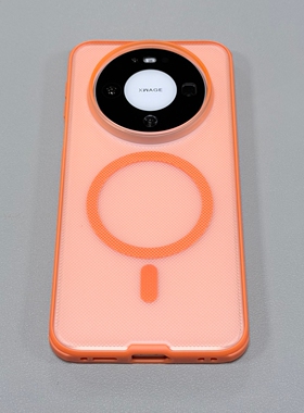 高级半透明橙色波点浮雕强磁吸壳适用17小米17PROMAX手机壳15Ultra四角气囊防摔14PRO苹果13磨砂16新款亚克力