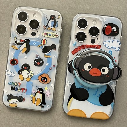 趣味可爱小企鹅磁吸支架适用A5/OPPO Reno15/14/13/12手机壳Find X9情侣X8S+X7ultra/A72新款A6pro/A3防摔A58