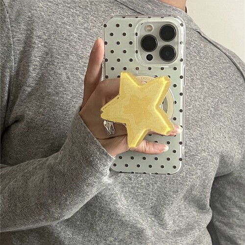 淡绿小波点黄色星星磁吸支架适用苹果17promax手机壳17/16E/13/12mini女iPhone14新款15Pro防摔XS/87plus/SE3