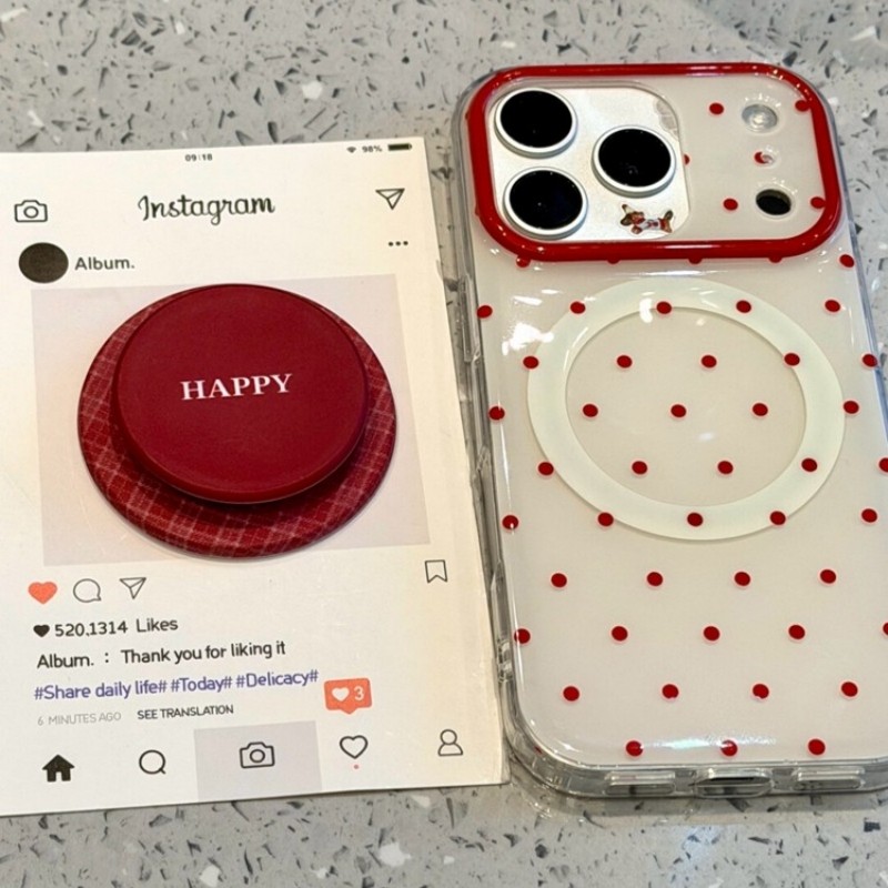日韩ins酒红波点磁吸支架适用小米17/14/15手机壳k70/K60PRO红米K90新款K80至尊Note15/13/12/11防摔civi5PRO,3C数码配件,手机保护套/壳,淘宝优惠券,粉丝福利购,淘宝优惠卷