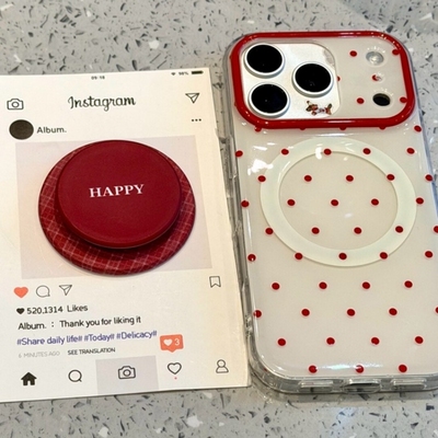 日韩ins酒红波点磁吸支架适用oppo realme NEO7/GT5真我13/12+/V60手机壳GT8pro女neo6se新款15PRO+14防摔V70