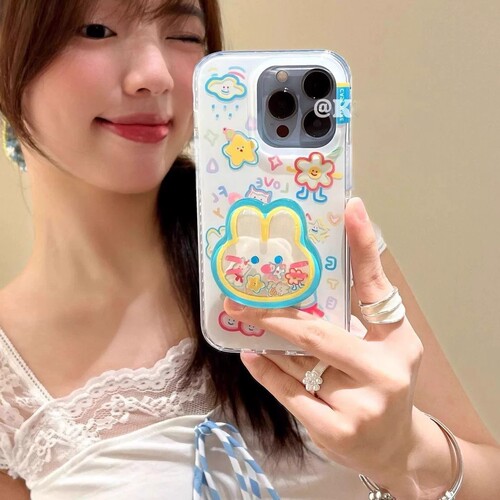 多巴胺撞色涂鸦星星小兔支架适用vivo X300pro/S60手机壳Y500i/S50/Y600Pro/X200Promini女Y78+Y60新款X100S