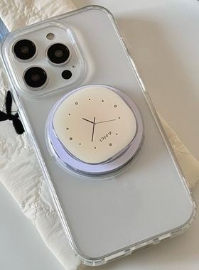 小众设计米色时钟磁吸支架适用小米17/14/15手机壳k90红米K70/K60/K80至尊Note15/13/11趣味Turbo4女civi5PRO