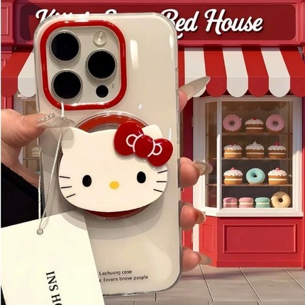 日韩HelloKitty磁吸支架适用OPPO A6/5/Reno15/14/13pro手机壳findx9卡通X7ultra/X6新款A3X女X8S+A58防摔A96