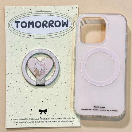 韩系爱心kitty猫折叠磁吸支架适用OPPO A6/5/Reno15/14/13pro手机壳findx9女X7ultra/X6/A3/2X防摔X8S+A58/96