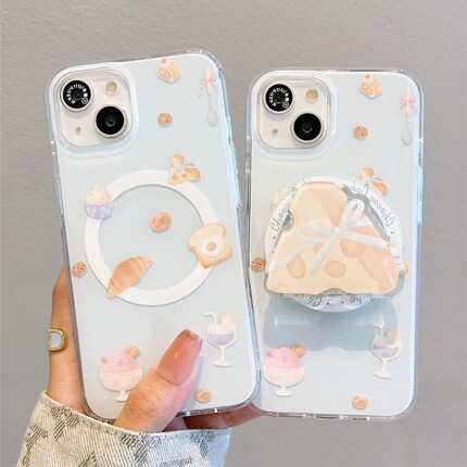 ins卡通蝴蝶结奶酪适用OPPO A6/5/Reno14/12/13pro手机壳findx9磁吸支架X7ultra全包A3女K12/X8S+新款A58/A96