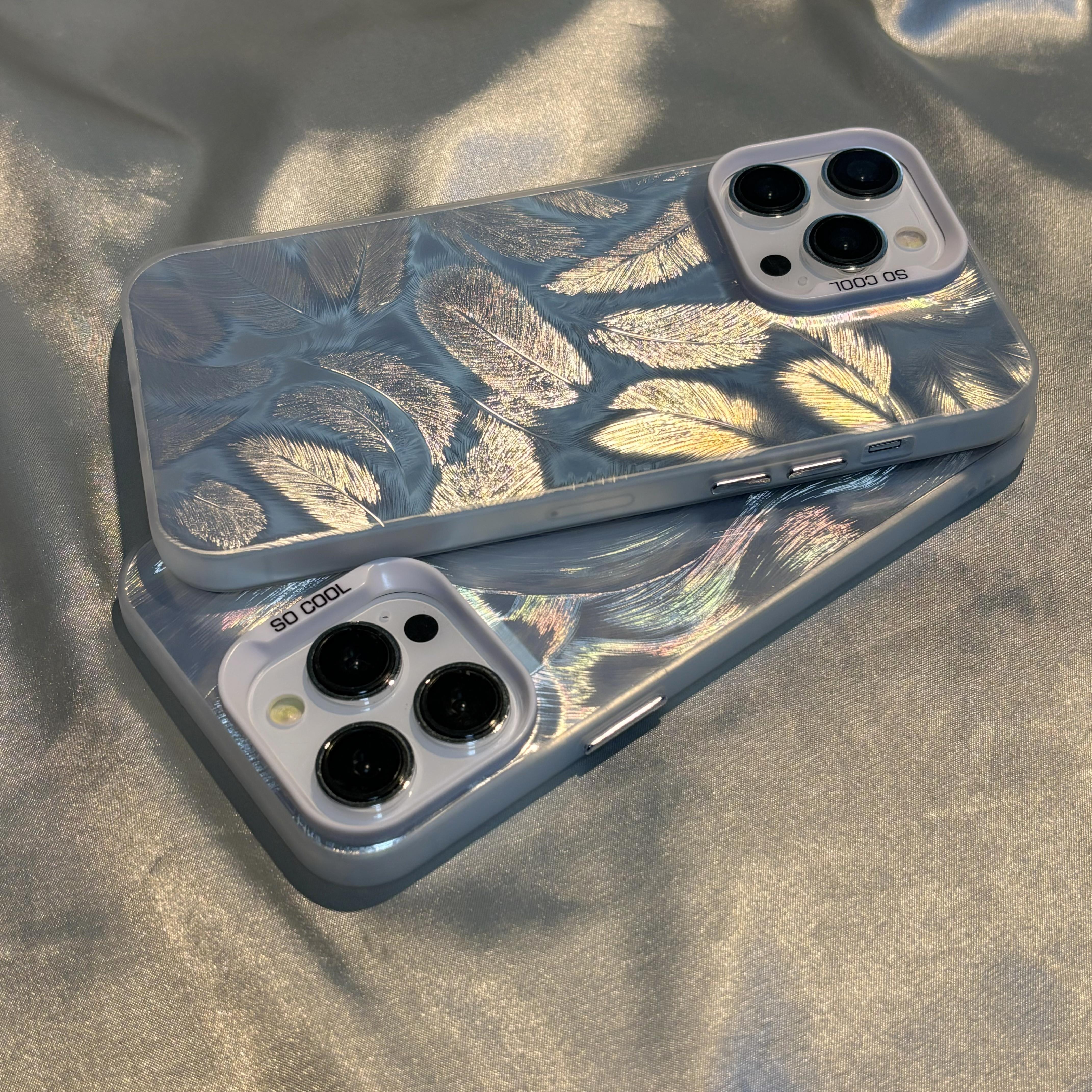 名媛渐变羽毛纹Y78大孔X90s/X100适用vivo X80/S17t创意S16pro手机壳Y35少女S12/S10高级感Y33s/Y52s软边Y100