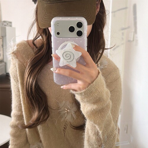ins紫色格纹星星漩涡磁吸支架适用oppo realme NEO8/GT5真我13手机壳GT2大师GT8Pro女neo6新款15PRO+14防摔12