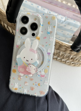 可爱卡通米菲兔旋转磁吸支架适用vivo iQOOneoZ10/z9turbo+手机壳neo10/9/87大孔iqoo13/12女款11pro/Z5软U3X