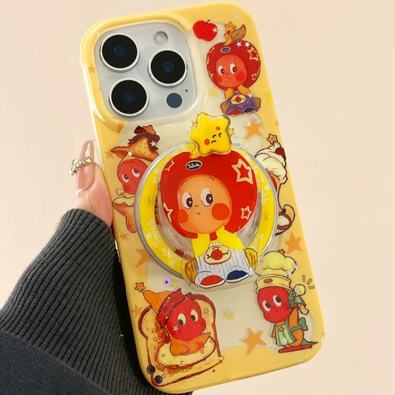 卡通星星小人旋转磁吸支架适用Realme真我GTneo6手机壳GT5可爱NEO7SE少女GT7pro大师V70/12新款Q5s防摔GT2pro